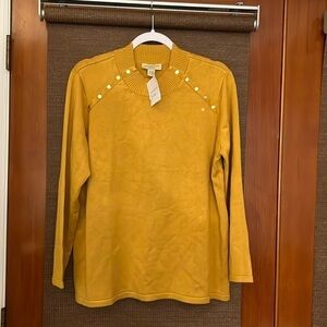 Appleseeds petites PXL new gold crew neck sweater